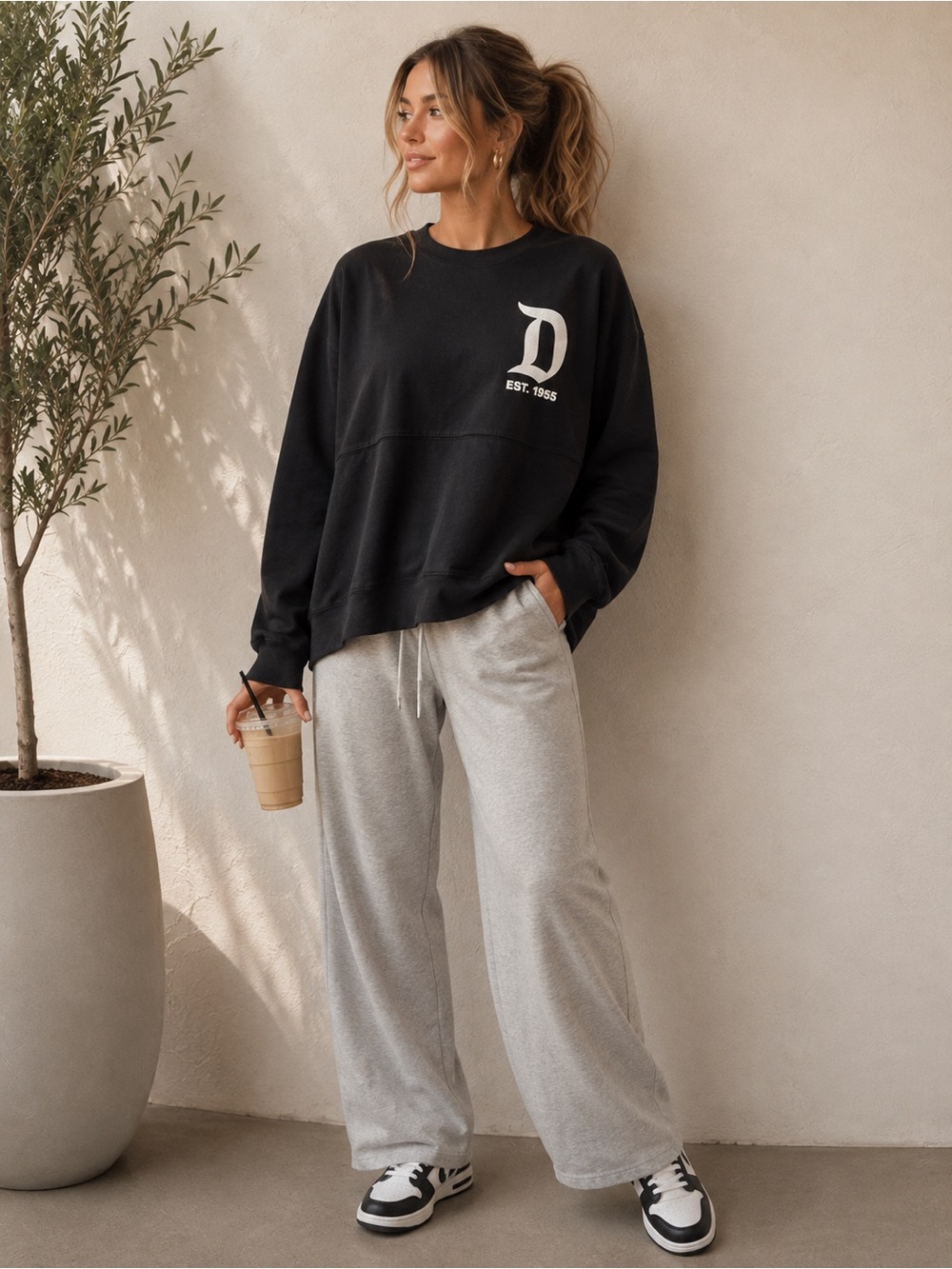Disneyland Resort Spirit Jersey Black White Puff Logo Long Sleeve Shirt